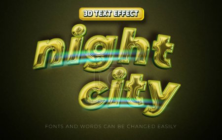 Ilustración de Ciudad nocturna 3d estilo de efecto de texto editable - Imagen libre de derechos