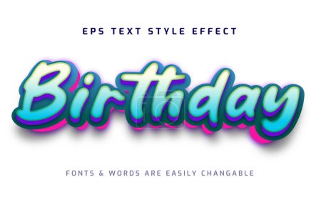 Illustration for Birthday 3d editable text effect style - Royalty Free Image