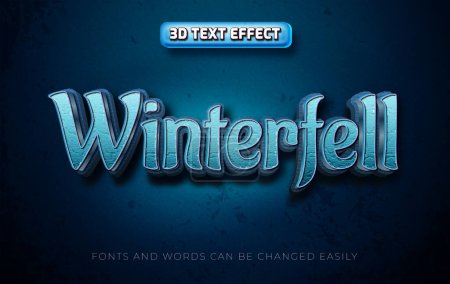 Illustration for Winterfell 3d editable text effect style - Royalty Free Image