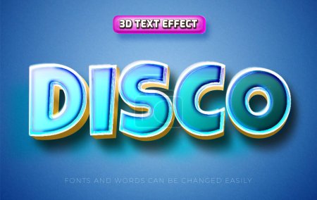 Illustration for Disco party 3d editable text effect style - Royalty Free Image