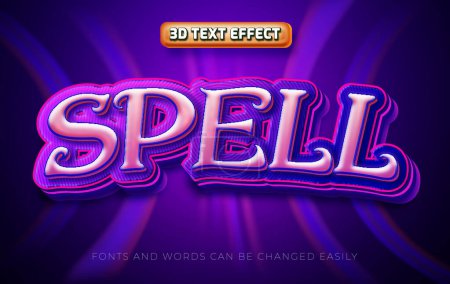 Illustration for Spell magical 3d editable text effect style - Royalty Free Image