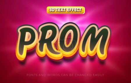 Illustration for Prom party 3d editable text effect style - Royalty Free Image