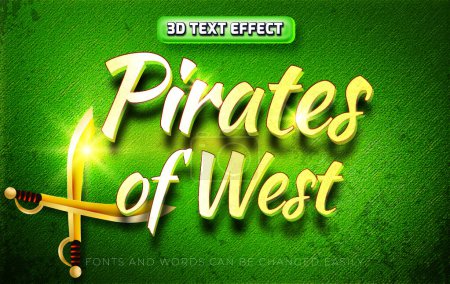 Téléchargez les illustrations : Pirates de l'ouest style d'effet de texte modifiable 3d - en licence libre de droit