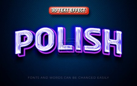 Illustration for Polish 3d editable text effect style - Royalty Free Image