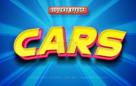 Illustration for Cars 3d editable text effect style - Royalty Free Image