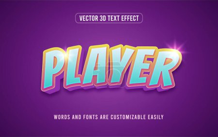 Illustration for Colorful gaming player 3d editable text effect style - Royalty Free Image