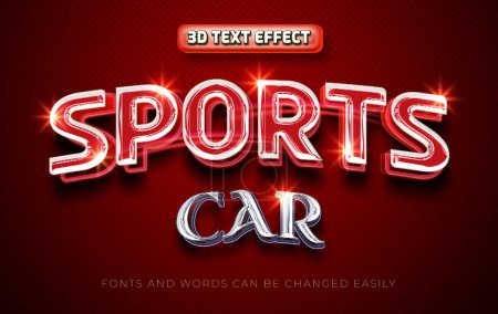 Téléchargez les illustrations : Voiture de sport 3d éditable style effet de texte - en licence libre de droit