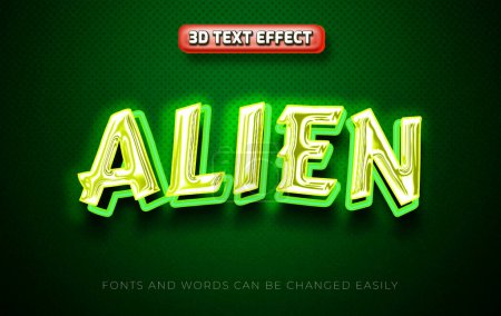 Illustration for Alien 3d editable text effect style - Royalty Free Image