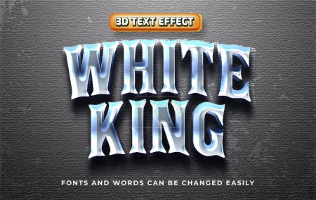 Illustration for White king movie style 3d editable text effect style - Royalty Free Image