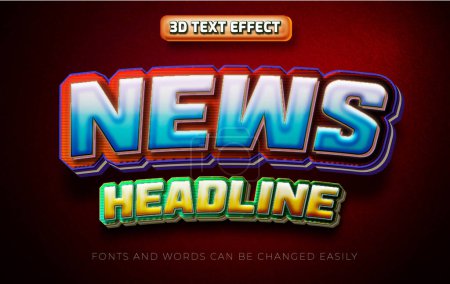 Illustration for News headline 3d editable text effect style - Royalty Free Image