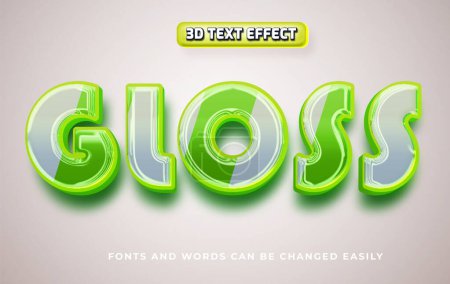 Illustration for Gloss 3d shiny 3d editable text effect style - Royalty Free Image