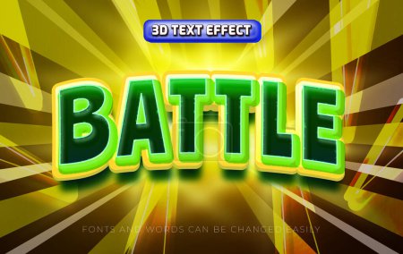 Illustration for Battle game 3d editable text effect style - Royalty Free Image