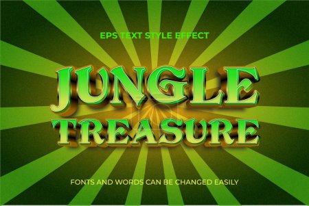Ilustración de Tesoro de la selva verde dorado efecto de estilo de texto editable 3D - Imagen libre de derechos