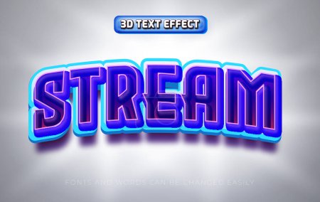 Illustration for Stream gaming blue 3d editable text effect style - Royalty Free Image