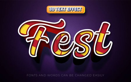 Illustration for Fest event 3d editable text effect style. - Royalty Free Image