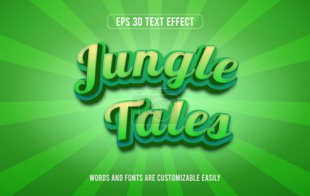 Illustration for Jungle tales green 3d editable text effect style - Royalty Free Image
