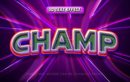 Illustration for Champ 3d eidtable text effect style - Royalty Free Image