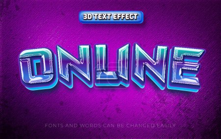 Illustration for Online gaming blue editable text effect style - Royalty Free Image
