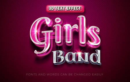 Illustration for Girls band 3d editable shining text effect style - Royalty Free Image
