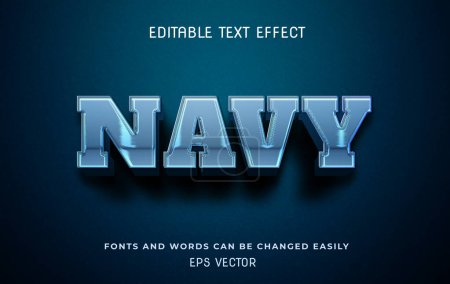 Illustration for Navy 3d editable text effect - Royalty Free Image