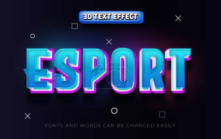 Illustration for Esports blue futuristic 3d editable text effect style - Royalty Free Image