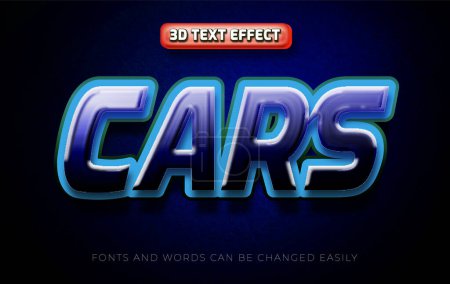 Illustration for Cars race blue 3d editable text effect style - Royalty Free Image