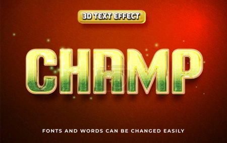 Illustration for Champ 3d editable text effect style - Royalty Free Image