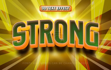 Illustration for Strong 3d editable text effect style - Royalty Free Image