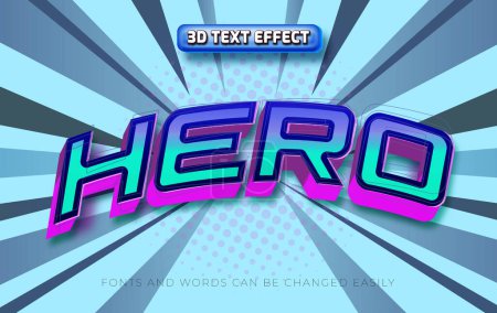 Illustration for Hero comic style 3d editable text effect - Royalty Free Image