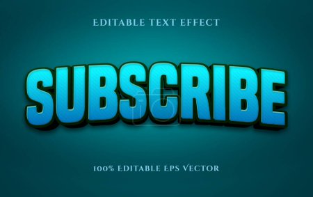 Illustration for Subscribe 3D beautiful blue editable vector text effect style - Royalty Free Image
