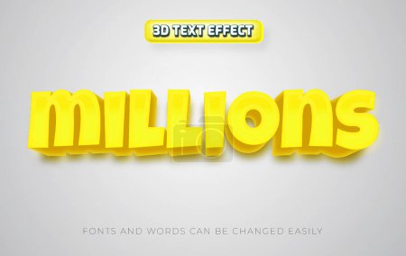 Illustration for Millions yellow 3d editable text effect style - Royalty Free Image