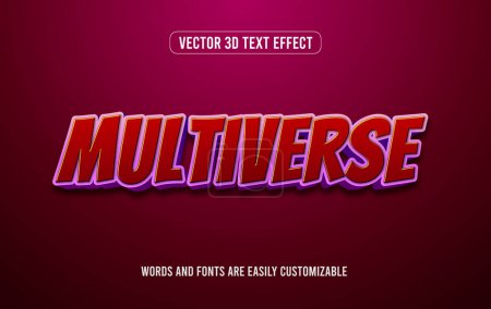 Illustration for Multiverse red comic style 3d editable text effect style - Royalty Free Image