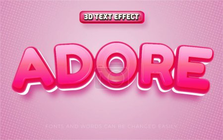 Illustration for Adore cute pink 3d editable text effect style - Royalty Free Image
