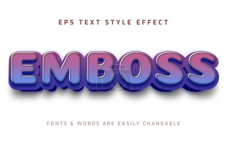 Illustration for Emboss 3d editable text effect style - Royalty Free Image