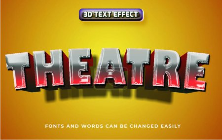 Illustration for Theatre 3d editable text effect style - Royalty Free Image