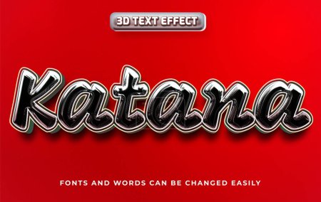 Illustration for Katana 3d editable text effect style - Royalty Free Image