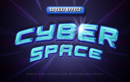 Illustration for Cyber space blue 3d editable text style effect - Royalty Free Image
