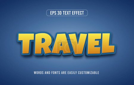 Illustration for Travel and tour 3d vector editable text style effect - Royalty Free Image