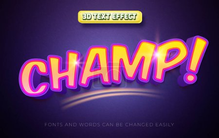 Ilustración de Champ 3d estilo de efecto de texto editable - Imagen libre de derechos