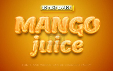 Illustration for Mango juice 3d editable text effect style - Royalty Free Image