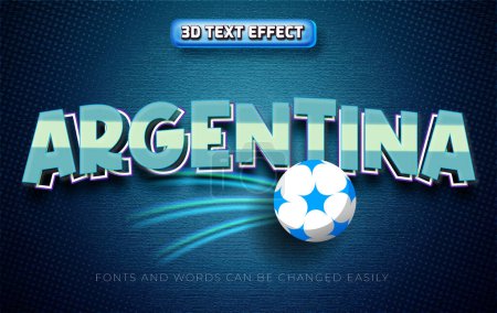 Illustration for Argentina football world cup 3d editable text effect - Royalty Free Image