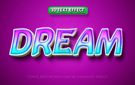 Illustration for Dream 3d editable text effect style - Royalty Free Image