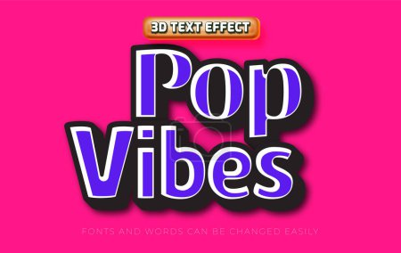 Téléchargez les illustrations : Pop vibes 3d éditable style d'effet de texte - en licence libre de droit