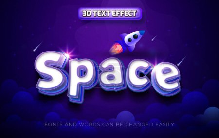Illustration for Space rocket 3d editable text effect style - Royalty Free Image