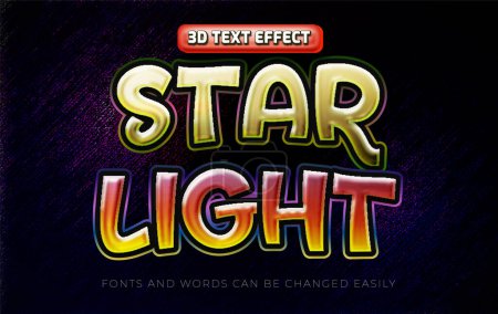 Illustration for Star light 3d editable text effect - Royalty Free Image
