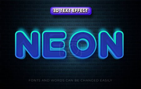 Ilustración de Azul neón 3d estilo de efecto de texto editable - Imagen libre de derechos