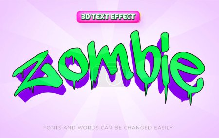 Ilustración de Zombie estilo retro 3d estilo de efecto de texto editable - Imagen libre de derechos