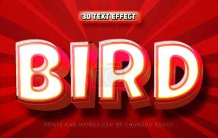 Ilustración de Pájaro 3d dibujos animados editable estilo de efecto de texto - Imagen libre de derechos