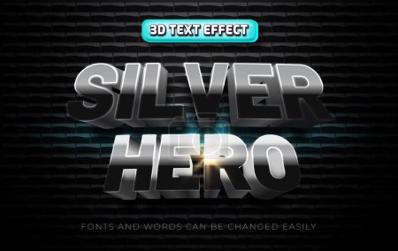 Illustration for Silver hero 3d editable text effect style - Royalty Free Image