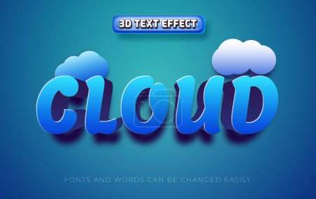 Ilustración de Nube azul 3d efecto de texto editable - Imagen libre de derechos